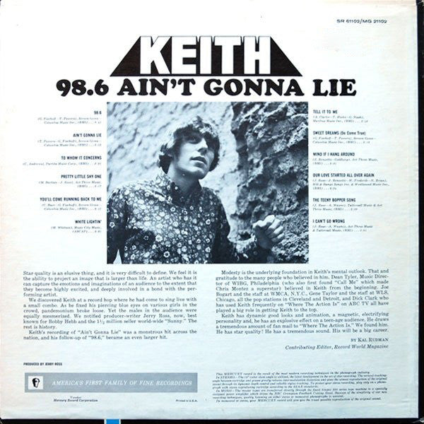 Keith - 98.6 / Ain't Gonna Lie (VG) (Vinyl LP)