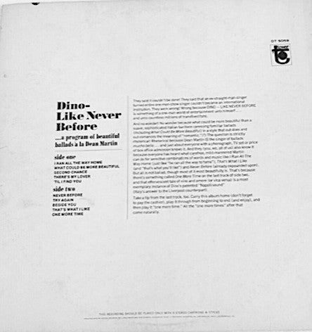 Martin, Dean - Dino - Like Never Before (VG+) (Vinyl LP)