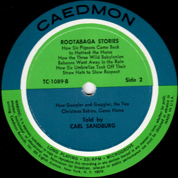 Sandburg, Carl - Carl Sandburg's Rootabaga Stories (VG+) (Vinyl LP)