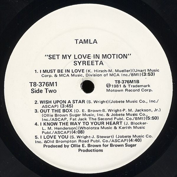 Syreeta - Set My Love In Motion (VG) (Vinyl LP)