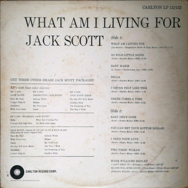 Scott, Jack - What Am I Living For! (G+) (Vinyl LP)