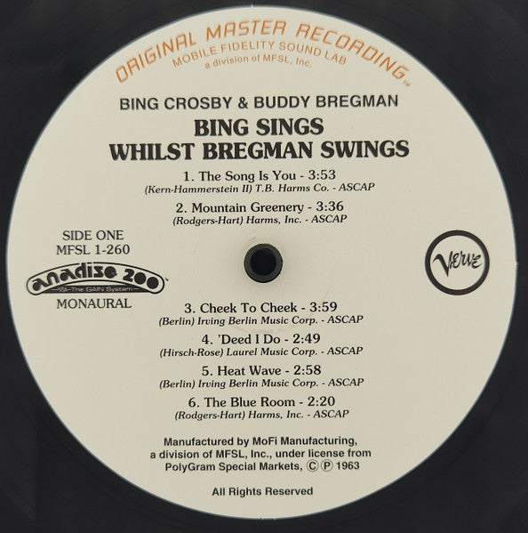 Crosby, Bing & Buddy Bregman - Bing Sings Whilst Bregman Swings (Vinyl, VG+) (Vinyl LP)
