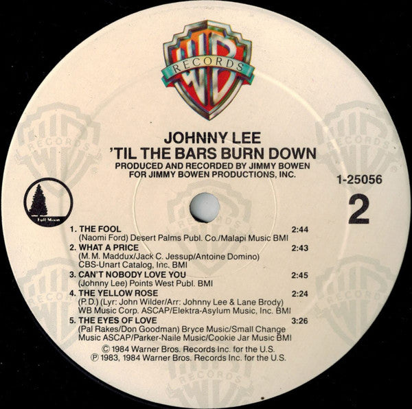 Lee, Johnny - 'Til The Bars Burn Down (VG+) (Vinyl LP)