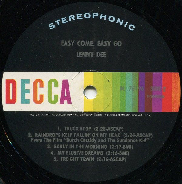 Dee, Lenny - Easy Come, Easy Go (VG+) (Vinyl LP)