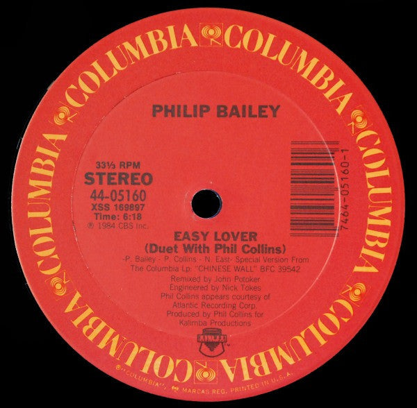 Bailey, Phillip Duet With Phil Collins / Philip Bailey - Easy Lover (Extended Dance Remix) b/w Woman (Vinyl, VG+) (Vinyl LP)