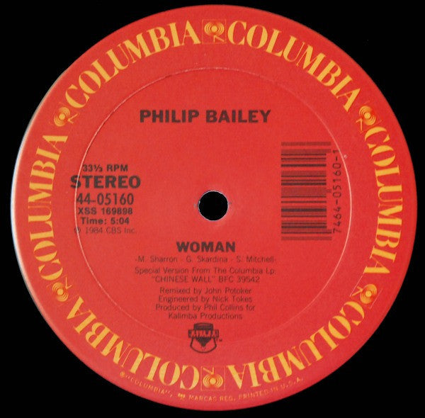 Bailey, Phillip Duet With Phil Collins / Philip Bailey - Easy Lover (Extended Dance Remix) b/w Woman (VG+) (Vinyl LP)
