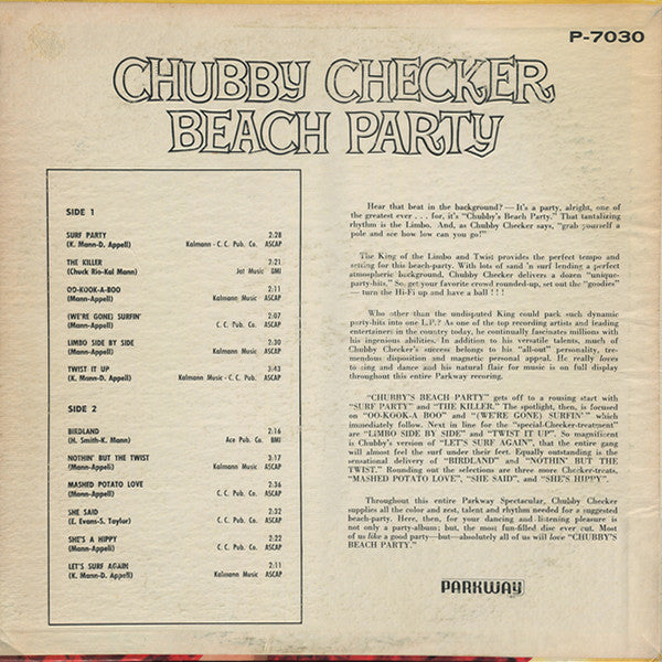 Chubby Checker - Beach Party (VG) (Vinyl LP)