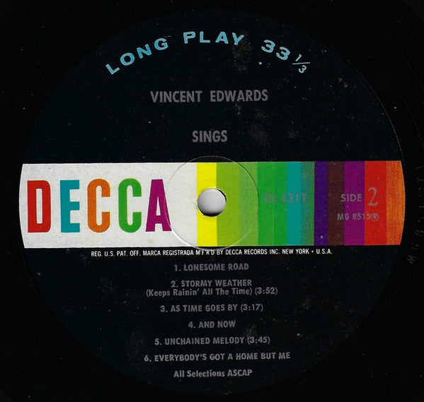 Edwards, Vincent - Vincent Edwards Sings (VG+) (Vinyl LP)