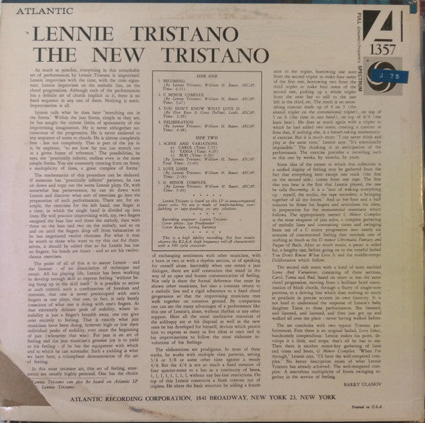 Tristano, Lennie - The New Tristano (VG+) (Vinyl LP)