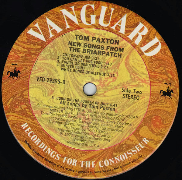 Paxton, Tom - New Songs From The Briarpatch (VG+) (Vinyl LP)