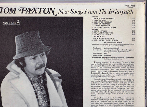 Paxton, Tom - New Songs From The Briarpatch (VG+) (Vinyl LP)