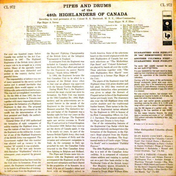 48th Highlanders Of Canada - Pipes And Drums Of (VG+) (Vinyl LP)