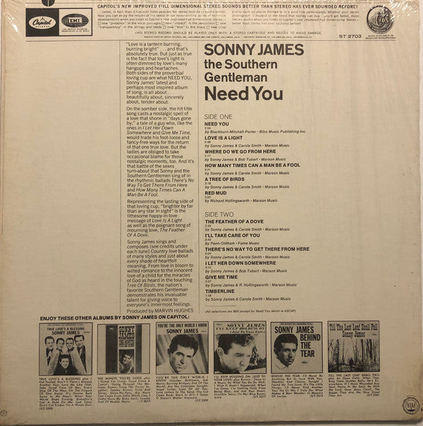James, Sonny And The Southern Gentlemen - Need You (VG) (Vinyl LP)