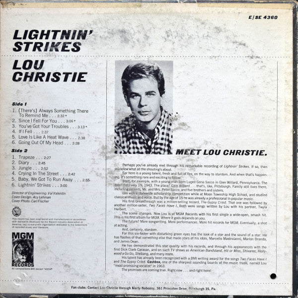 Christie, Lou - Lightnin' Strikes (VG+) (Vinyl LP)