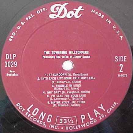 Hilltoppers Featuring The Voice Of Jimmy Sacca - The Towering Hilltoppers (VG+) (Vinyl LP)