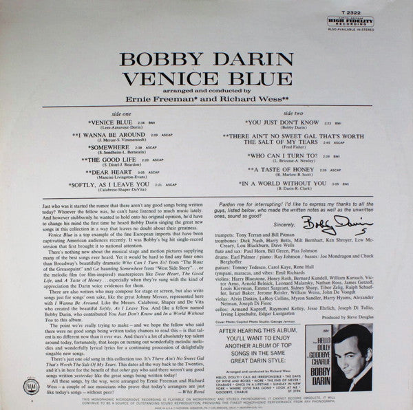 Darin, Bobby - Venice Blue (VG+) (Vinyl LP)