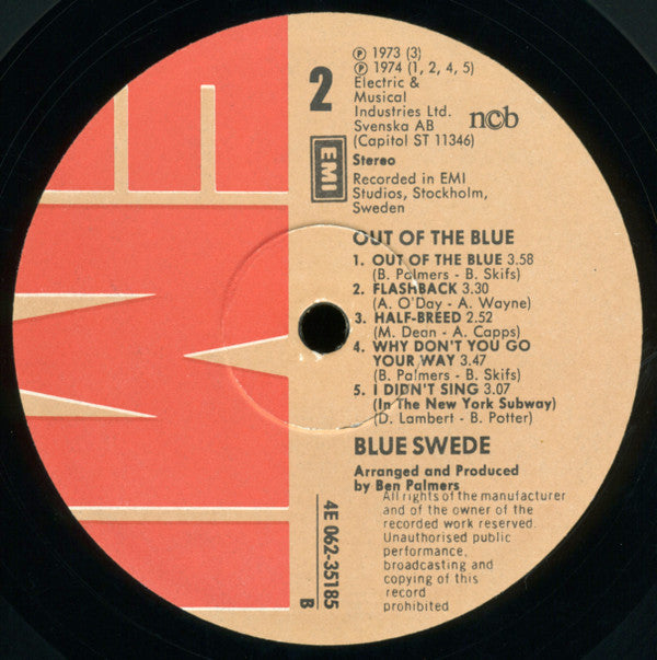 Blue Swede - Out Of The Blue (VG+) (Vinyl LP)