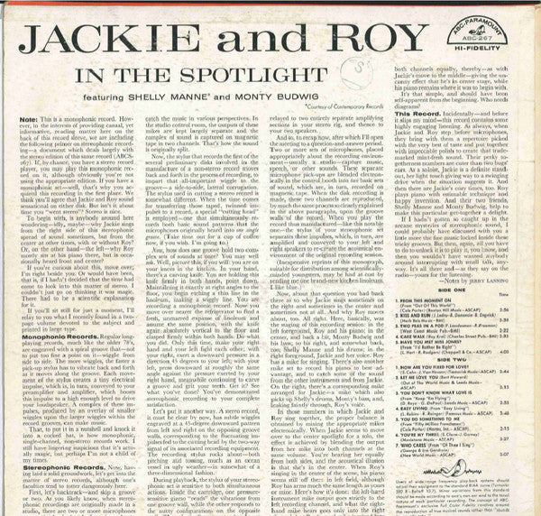 Jackie And Roy - In The Spotlight (VG+) (Vinyl LP)