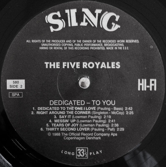 5 Royales - Dedicated To You (Vinyl, NM or M-) (Vinyl LP)