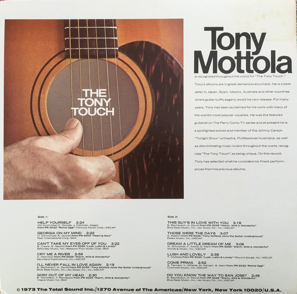 Mottola, tony - The Tony Touch (The Best Of Tony Mottola) (Vinyl, VG+) (Vinyl LP)