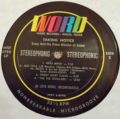 Nutt, Grady The Prime Minister Of Humor - Taking Notice (VG) (Vinyl LP)