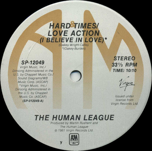 Human League - Hard Times / Love Action (I Believe In Love) (NM or M-) (Vinyl LP)