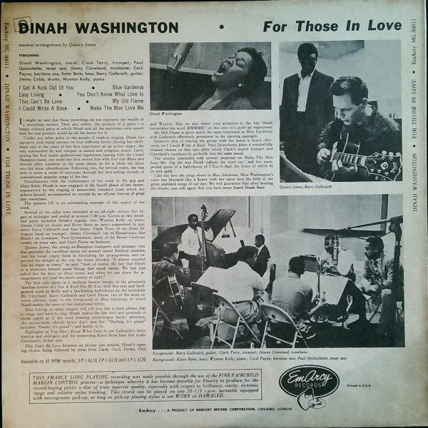 Washington, Dinah - For Those In Love (Vinyl, VG) (Vinyl LP)