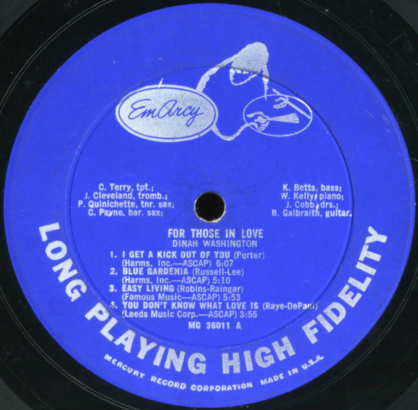Washington, Dinah - For Those In Love (Vinyl, VG) (Vinyl LP)
