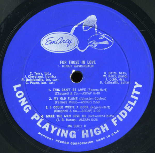 Washington, Dinah - For Those In Love (Vinyl, VG) (Vinyl LP)