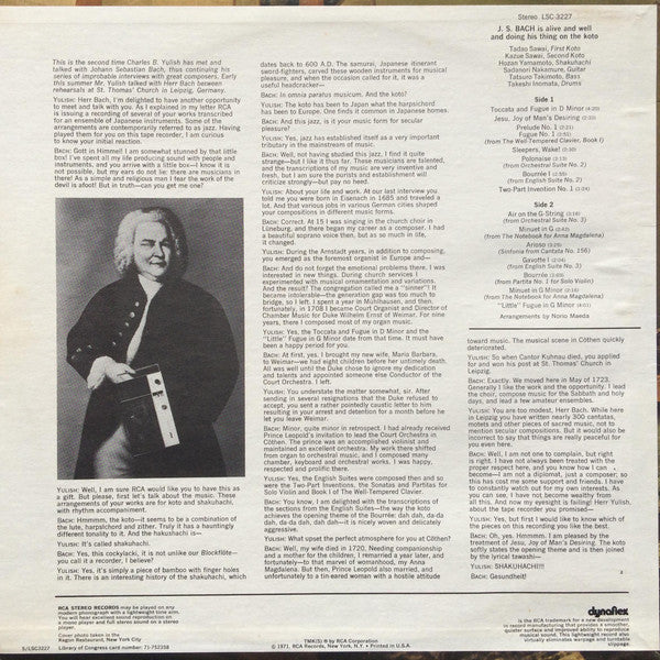 Sawai, Tadao & Kazue Sawai & Hozan Yamamoto & Sadanori Nakamure & Tatsuro Takimoto & Takeshi Inomata - J. S. Bach Is Alive And Well And Doing His Thing On The Koto (Vinyl, VG+) (Vinyl LP)