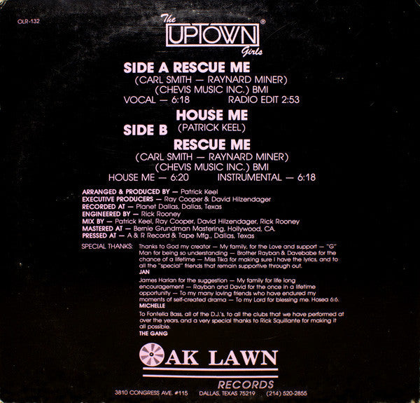 Uptown Girls - Rescue Me (VG+) (Vinyl LP)