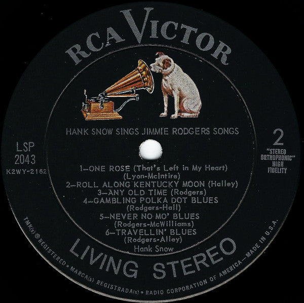Snow, Hank - Hank Snow Sings Jimmie Rodgers Songs (VG+) (Vinyl LP)