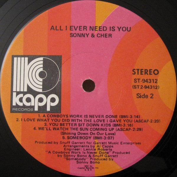 Sonny & Cher - All I Ever Need Is You (Vinyl, VG) (Vinyl LP)