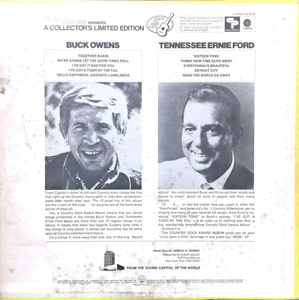 Owens, Buck & Tennessee Ernie Ford - Music Hall (Country Gold Award Album) Buck Owens & Tennessee Ernie Ford (VG+) (Vinyl LP)