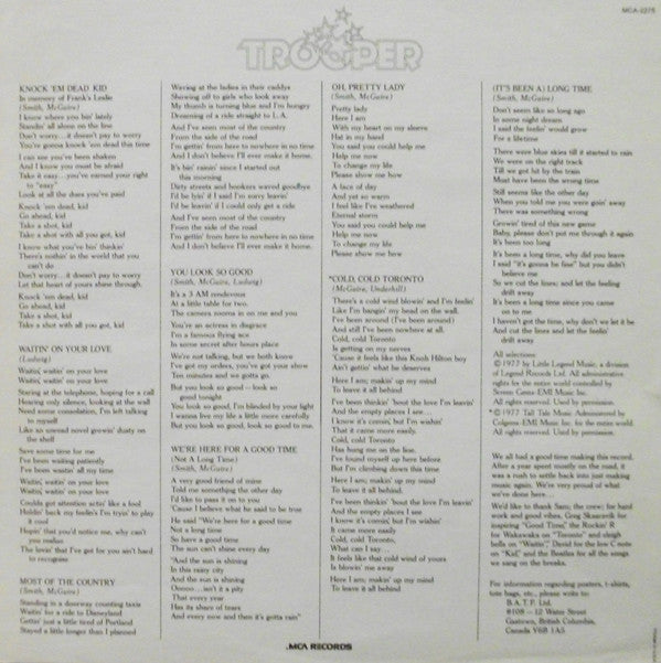 Trooper - Knock 'Em Dead Kid (VG) (Vinyl LP)