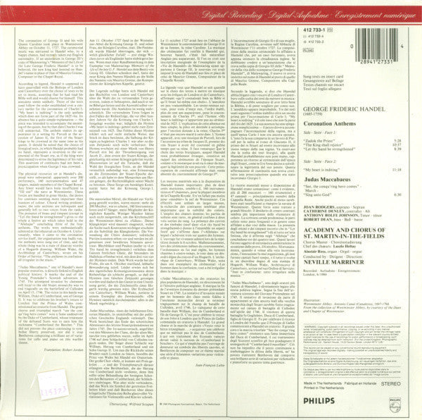 Handel / Academy & Chorus Of St. Martin-In-The-Fields, Neville Marriner - Coronation Anthems (Vinyl, NM or M-) (Vinyl LP)