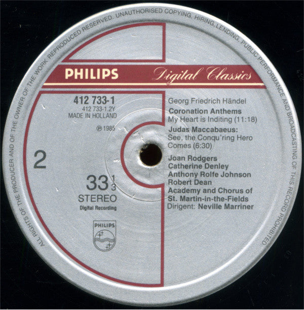 Handel / Academy & Chorus Of St. Martin-In-The-Fields, Neville Marriner - Coronation Anthems (Vinyl, NM or M-) (Vinyl LP)