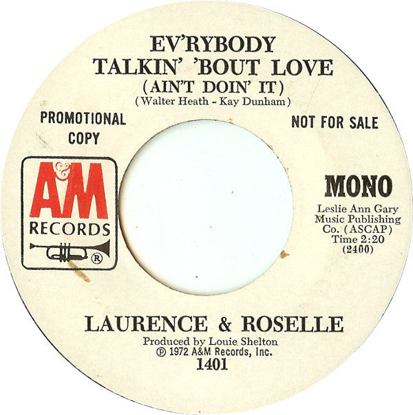 Laurence & Roselle - Ev'rybody Talkin' 'Bout Love (Ain't Doin' It) (VG+) (Vinyl LP)