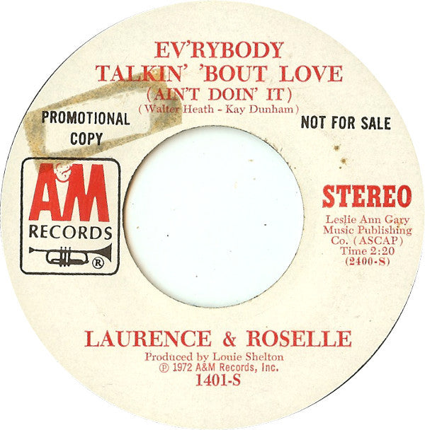 Laurence & Roselle - Ev'rybody Talkin' 'Bout Love (Ain't Doin' It) (VG+) (Vinyl LP)