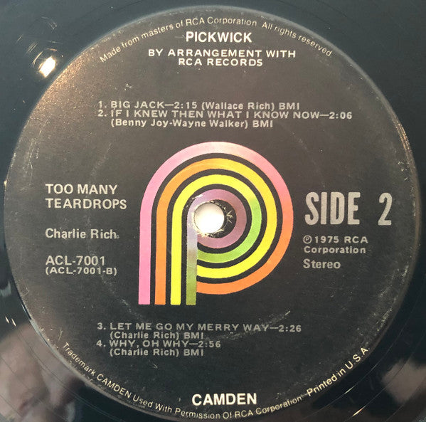 Rich, Charlie - Too Many Teardrops (M) (Vinyl LP)