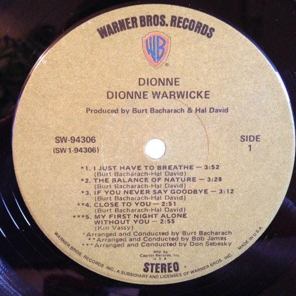 Warwicke, Dionne - Dionne (Vinyl, VG+) (Vinyl LP)