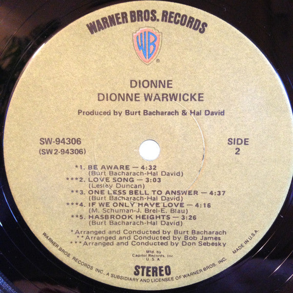 Warwicke, Dionne - Dionne (Vinyl, VG+) (Vinyl LP)