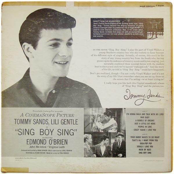 Sing Boy Sing Soundtrack - Sands, Tommy(G+) (Vinyl LP)