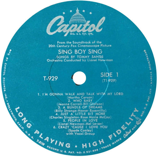 Sing Boy Sing Soundtrack - Sands, Tommy(G+) (Vinyl LP)