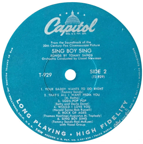 Sing Boy Sing Soundtrack - Sands, Tommy(G+) (Vinyl LP)