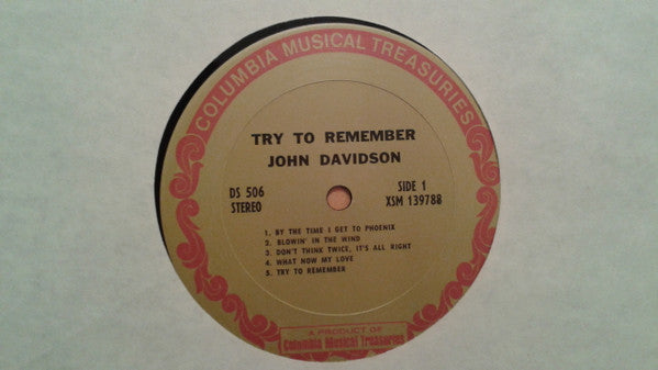 Davidson, John - Try To Remember (NM or M-) (Vinyl LP)