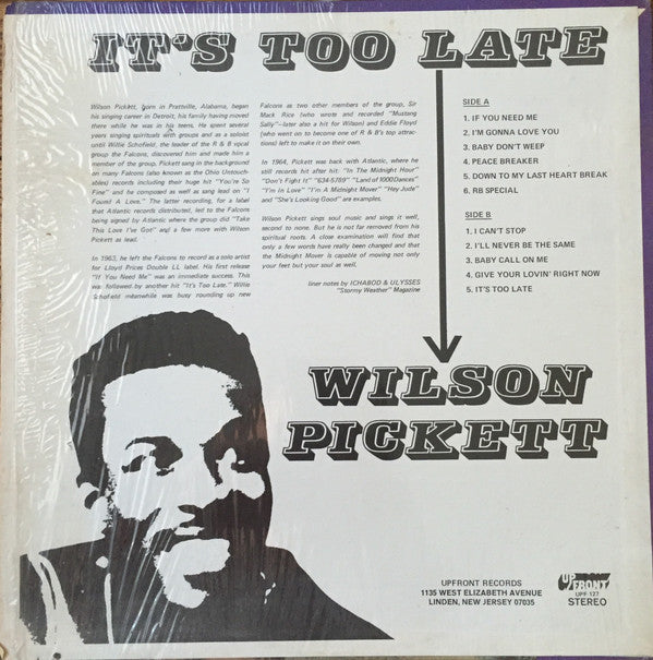 Pickett, Wilson - It's Too Late (Vinyl, VG+) (Vinyl LP)