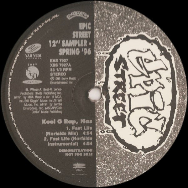Kool G Rap, Nas / MC Eiht - Epic Street 12" Sampler Spring '96 (VG+) (Vinyl LP)