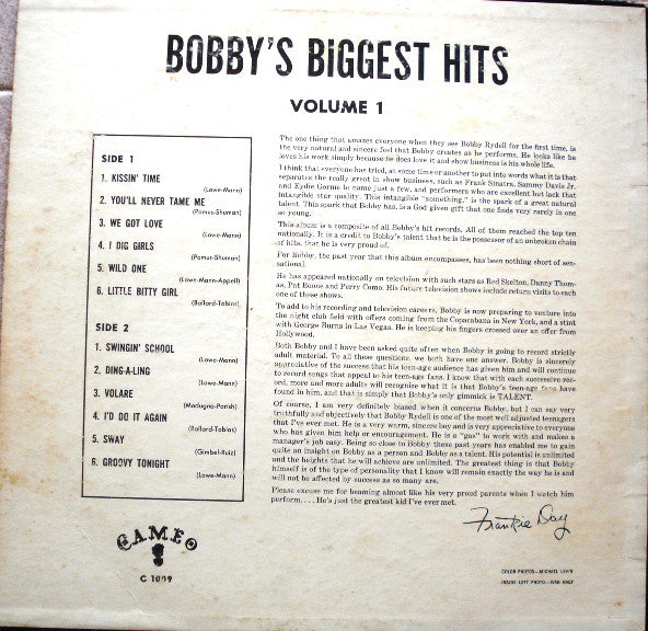 Rydell, Bobby - Bobby's Biggest Hits (VG) (Vinyl LP)