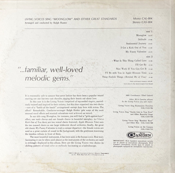 Living Voices - Living Voices Sing Moonglow And Other Great Standards (Vinyl, VG) (Vinyl LP)